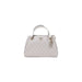 White quilted Guess handbag with metal hardware and logo, perfect for women