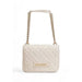 White quilted handbag with gold chain strap and Love Moschino branding for women