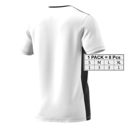 Adidas Men T-Shirt White short-sleeved with size chart displayed on the side