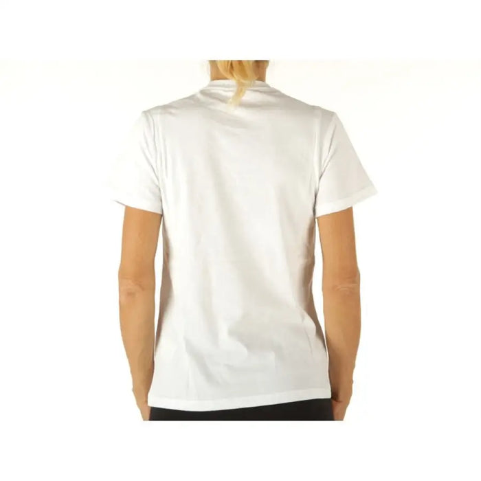 White short-sleeved Adidas Women’s T-Shirt displayed from the back view