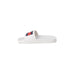 Tommy Hilfiger Jeans Women Slippers - White Slide Sandal with Red and Blue Logo on Strap