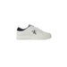 White Calvin Klein Jeans sneaker with black trim and CK logo on the side