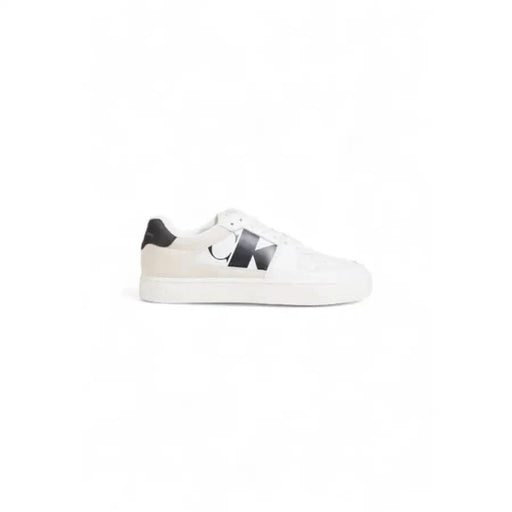 Calvin Klein Women Sneakers: White sneaker with black accents and a thick sole