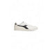 White sneaker featuring black logo and off-white sole from Diadora Men Sneakers