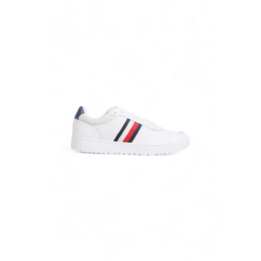 White sneaker with red and blue stripes, Tommy Hilfiger Men Sneakers