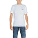 Men’s white t-shirt featuring EA7 logo on the chest, from the EA7 Men T-Shirt product line