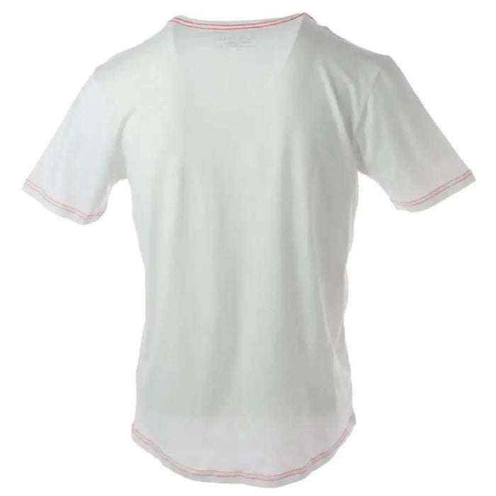 Jeckerson Men T-Shirt White with Pink Trim around Neck and Sleeves