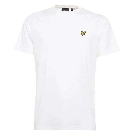 Lyle & Scott Men T-Shirt with small yellow bird logo on white fabric