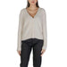 White v-neck zip-up cardigan sweater with long sleeves by Street One for women