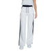 White wide-leg pants with navy side stripes and drawstring waist by Guess Women Trousers