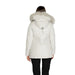 White winter coat with fur-trimmed hood displayed from back view by Blauer