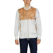 White zip-up jacket with tan map-patterned upper panel for Alviero Martini Prima Classe