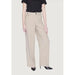 Wide-leg beige trousers with a black top from Only Women Trousers collection