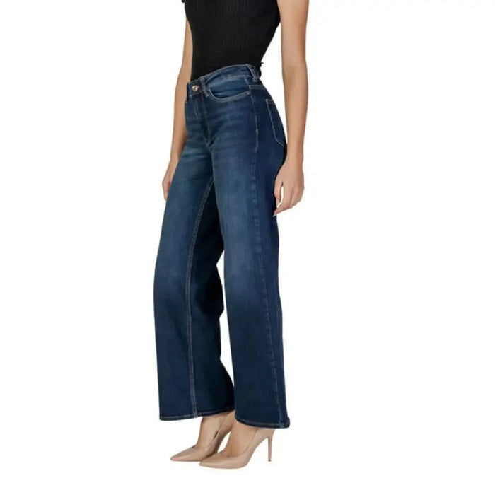 Wide-leg dark blue denim high waist jeans from Only - Only Women Jeans collection