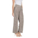 Wide-leg gray corduroy pants with a white top and beige heels by Jacqueline De Yong