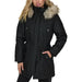 Urban style: Woman in a black parka with fur collar - Only Women Jacket