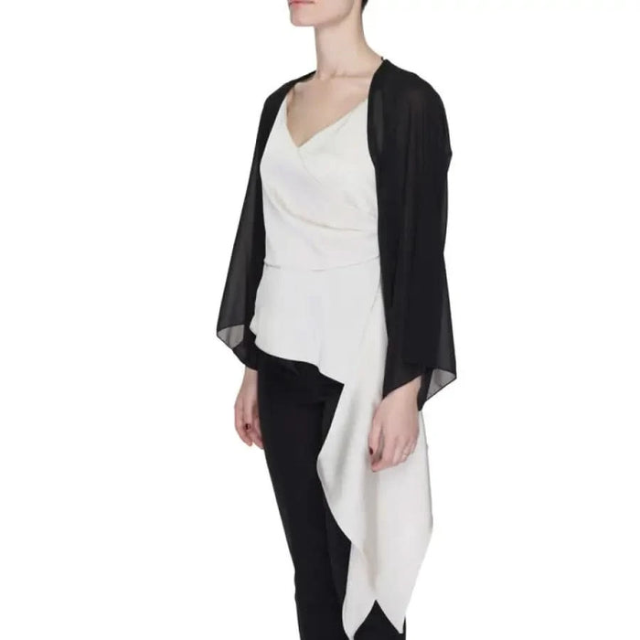 Sandro Ferrone Women’s Cardigan: Urban Black and White Top with Black Jacket