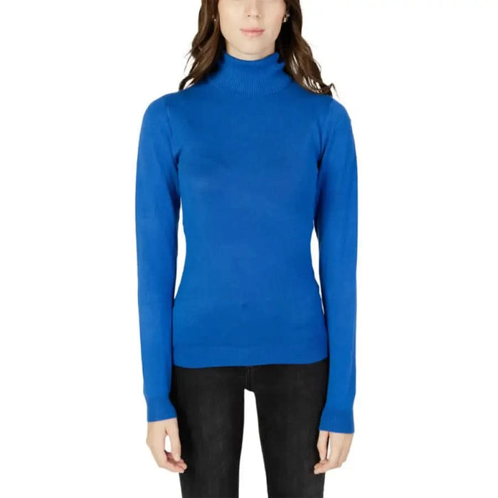 Vero Moda woman in blue turtle neck sweater from Vero Moda Women Knitwear collection