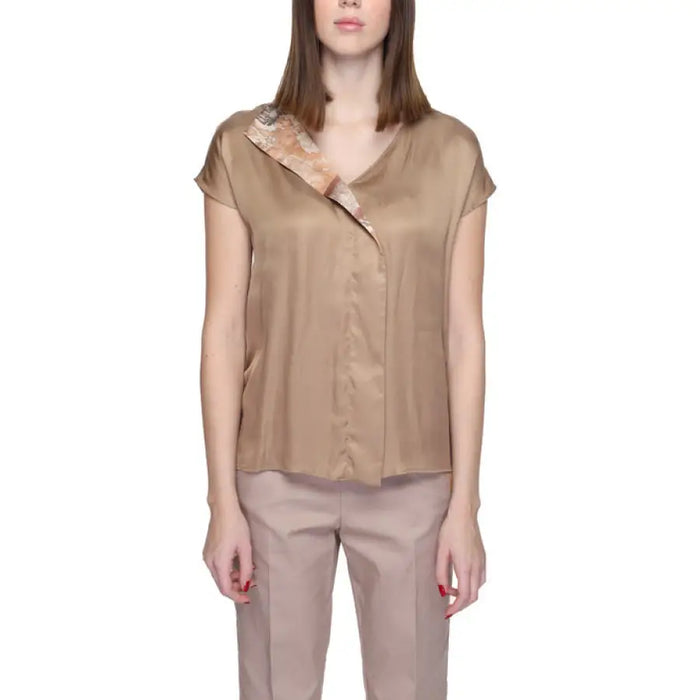 Woman in tan blouse and beige pants - Alviero Martini Prima Classe Women’s Blouse