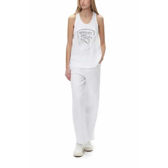 Blauer Blauer women wearing white undershirt and pants