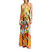 Urban style: Woman in yellow Desigual dress with tropical print - Desigual Women Dress