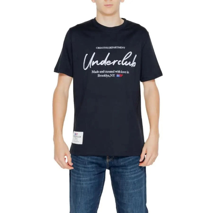 Young boy in Underclub Men T-Shirt, urban style black tee with unique design