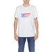 Young man in Underclub Men’s T-Shirt featuring an American flag - urban style clothing