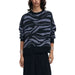 Zebra-patterned navy blue and gray sweater from Desigual Women Knitwear collection